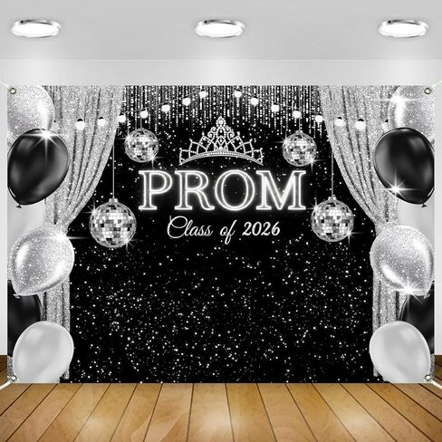 7×5Ft Prom Decorations 2026 Backdrop Silver Glitter Prom Class of 2026 Backdrops for Photoshoot Neon Light Ball Prom Send Off Graduation Banner for Party 84×60inch in Saudi Arabia