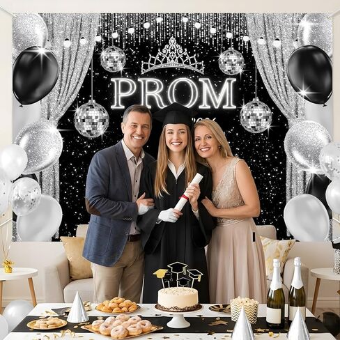 7×5Ft Prom Decorations 2026 Backdrop Silver Glitter Prom Class of 2026 Backdrops for Photoshoot Neon Light Ball Prom Send Off Graduation Banner for Party 84×60inch in Saudi Arabia