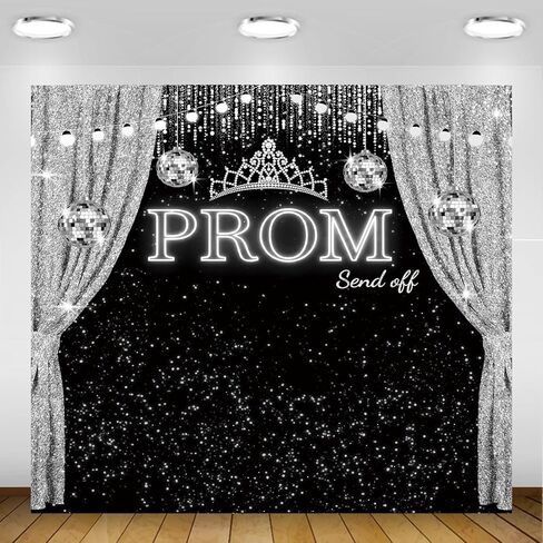 7×5Ft Prom Decorations 2026 Backdrop Silver Glitter Prom Class of 2026 Backdrops for Photoshoot Neon Light Ball Prom Send Off Graduation Banner for Party 84×60inch in Saudi Arabia