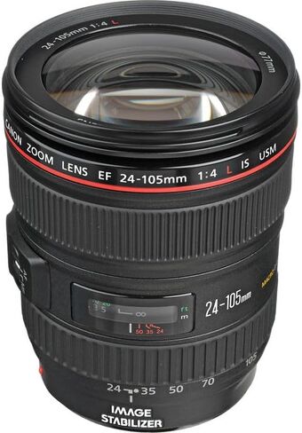 Canon EF 24-105mm f/4L هي حزمة عدسات USM | تكبير قياسي من السلسلة L مع فتحة ثابتة f/4 وتثبيت الصورة البصرية والتركيز التلقائي السريع USM | للسفر والمناسبات (0344B002) + مجموعة الفلاتر + المزيد in Kuwait