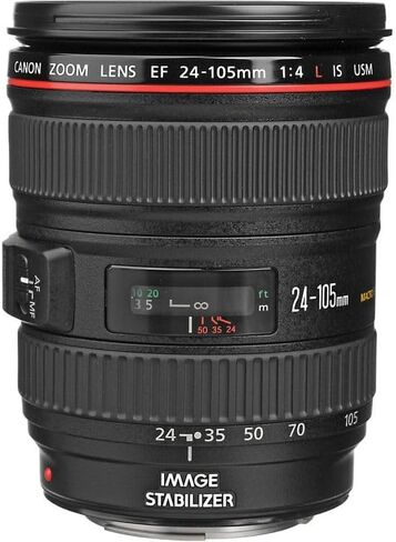 Canon EF 24-105mm f/4L هي حزمة عدسات USM | تكبير قياسي من السلسلة L مع فتحة ثابتة f/4 وتثبيت الصورة البصرية والتركيز التلقائي السريع USM | للسفر والمناسبات (0344B002) + مجموعة الفلاتر + المزيد in Kuwait