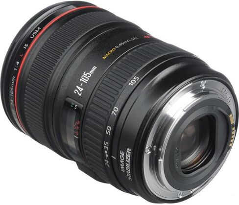 Canon EF 24-105mm f/4L هي حزمة عدسات USM | تكبير قياسي من السلسلة L مع فتحة ثابتة f/4 وتثبيت الصورة البصرية والتركيز التلقائي السريع USM | للسفر والمناسبات (0344B002) + مجموعة الفلاتر + المزيد in Kuwait