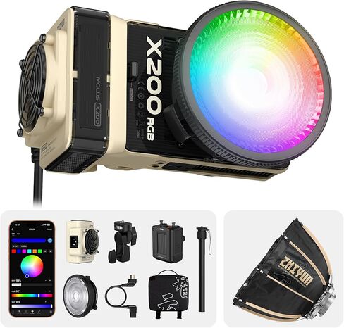 ZHIYUN MOLUS X200 RGB Combo 200W Video Light + 40D Bowens Mount Octagonal Softbox [رسمي] إضاءة التصوير الفوتوغرافي الاحترافية المحمولة إضاءة الإخراج المستمر المحمولة in Kuwait