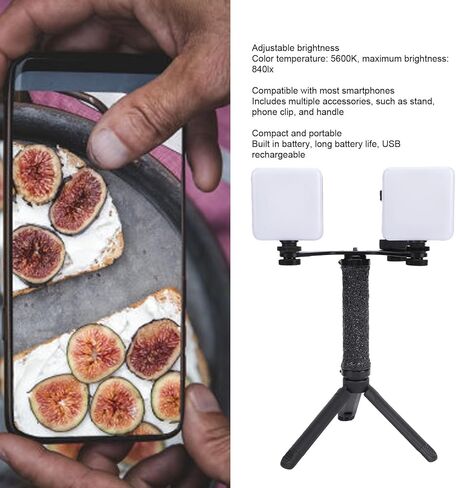 Cuifati 5600K عكس الضوء الفيديو الضوئي ضوء التصوير 840LX السطوع مع حامل الهاتف مقبض لتسجيل الفيديو تسجيل صورة شخصية in Kuwait