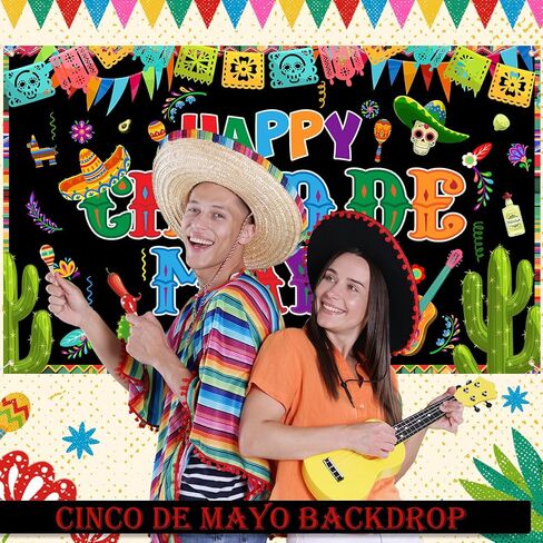 Ctosree Cinco De Mayo خلفية المكسيكي فييستا صورة بوث راية 71 × 43 بوصة صورة خلفية ديكورات الحفلات لوازم العيد للمناسبات والاحتفالات وديكور مهرجان عيد الميلاد in Kuwait