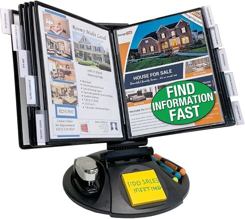 المنظم المرجعي المكتبي Ultimate Office AdjustaView ذو 10 جيوب مع قاعدة تخزين اللوازم وجيوب EZ-Load لحمل 20 ورقة من الورق، ويتضمن علامات تبويب فهرسة سريعة البحث (جيوب ملونة) in Kuwait
