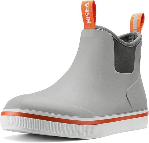 HISEA Deck Rain Boots for Men, Waterproof Fishing Rubber Boots with High Traction, Men's Ankle Saltwater Chelsea Boots for Gardening, Boating, Sailing in Saudi Arabia