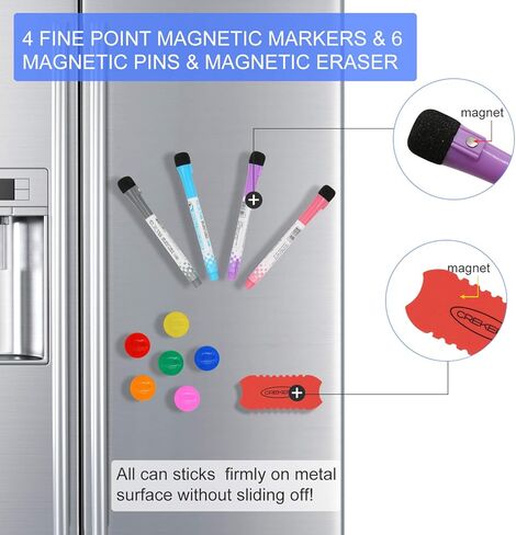 CREKERT Magnetic Calendar Whiteboard for Fridge Dry Erase Whiteboard Set of 3 for Kitchen Refrigerator Monthly Weekly Family Planning Whiteboard with 6 Magnets 4 Markers 1 Eraser (Gift Box) in Saudi Arabia