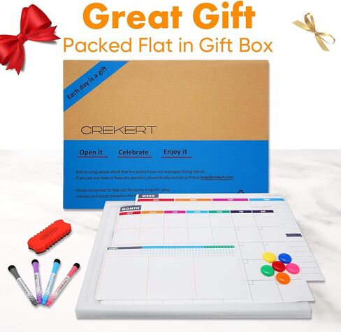 CREKERT Magnetic Calendar Whiteboard for Fridge Dry Erase Whiteboard Set of 3 for Kitchen Refrigerator Monthly Weekly Family Planning Whiteboard with 6 Magnets 4 Markers 1 Eraser (Gift Box) in Saudi Arabia