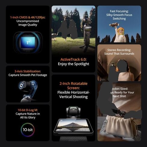 مجموعة DJI Osmo Pocket 3 Creator Combo، مستشعر CMOS مقاس 1 بوصة، فيديو بدقة 4K بمعدل 120 إطارًا في الثانية، تثبيت ثلاثي المحاور، حزمة كاميرا تسجيل فيديو مع بطاقة 128 جيجابايت وضمان ممتد لمدة عامين in Kuwait