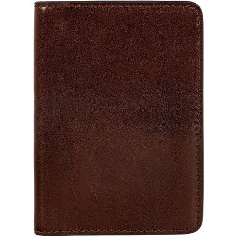 Time Resistance Leather Passport Holder – Full-Grain Leather Travel Wallet - Passport Cover with Card Slots (Brown) in Saudi Arabia