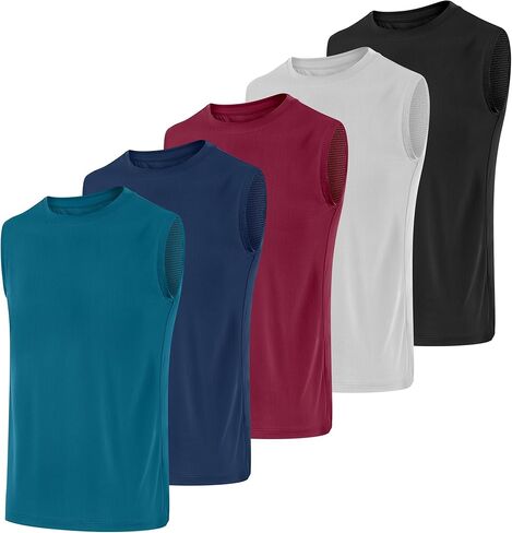 Poroka 5 Pack Boys Dry Fit Athletic Tank Top Kidsless Slockeless Active Possipression Shirt Youth Quick Dry Performance Undershirt in Saudi Arabia