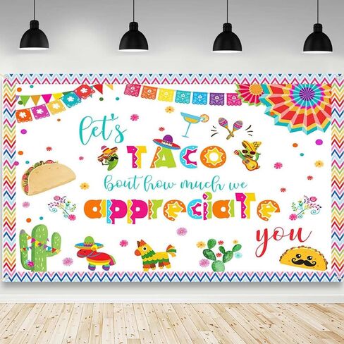 AIBIIN Let's Taco Bout كم نحن نقدر لك الخلفية، شكرًا لك على كل ما تفعله، خلفية التصوير الفوتوغرافي، خطوط ملونة مكسيكية، شكرًا للمعلمين، لافتة ديكورات الحفلات، 70.8 × 43.3 بوصة in Kuwait