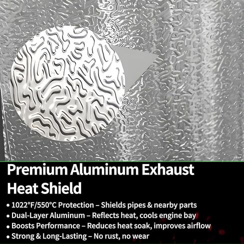 2Pcs 13" x 40"Embossed Exhaust Heat Shield Automotive, Aluminum Exhaust Heat Wrap with 30 Pcs Cable Metal Zip Ties, Exhaust Wrap Heat Barrier Shield for Automotive & Motorcycle Exhaust pipes in Saudi Arabia