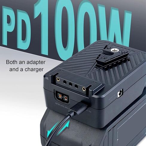 لوحة بطارية GOWENIC V Mount، PD 100W USB C D Tap DC مصدر طاقة الإخراج لأضواء التصوير الفوتوغرافي، مع شاشة رقمية لأجهزة الكمبيوتر المحمولة التي تضيء معدات الكاميرا in Kuwait