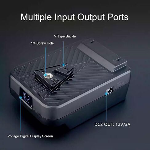 لوحة بطارية GOWENIC V Mount، PD 100W USB C D Tap DC مصدر طاقة الإخراج لأضواء التصوير الفوتوغرافي، مع شاشة رقمية لأجهزة الكمبيوتر المحمولة التي تضيء معدات الكاميرا in Kuwait