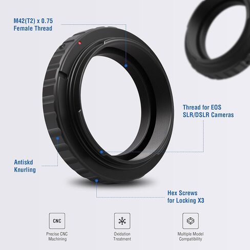 Alstar 1.25 بوصة 2X Barlow Lens - حزمة مع - محول كاميرا تلسكوب T2 T Ring in Kuwait