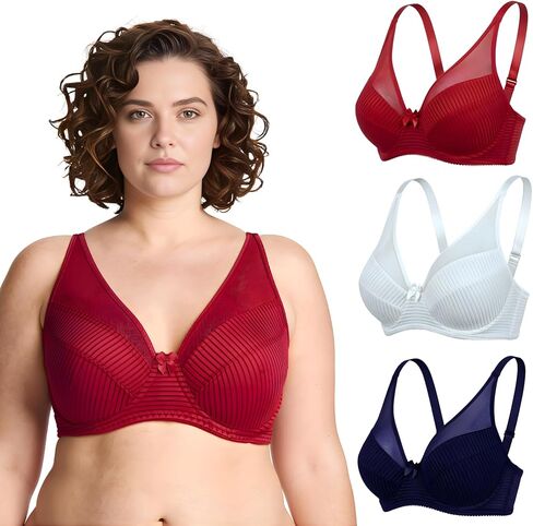 حمالة صدر نسائية ذات مقاس كبير من Curve Muse غير مبطنة بتغطية كاملة من Underwire - 2 أو 3 قطع in Kuwait