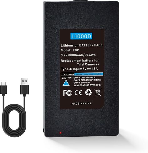 Tectra 2-Pack 8000mAh E8P بطارية ليثيوم قابلة للشحن لكاميرات GardePro Trail E6P، E6PCF، E6PMB، E8P، E8PMB، E8PWF، X60P، X60PMB، L1000D، LN800 كاميرات الصيد in Kuwait