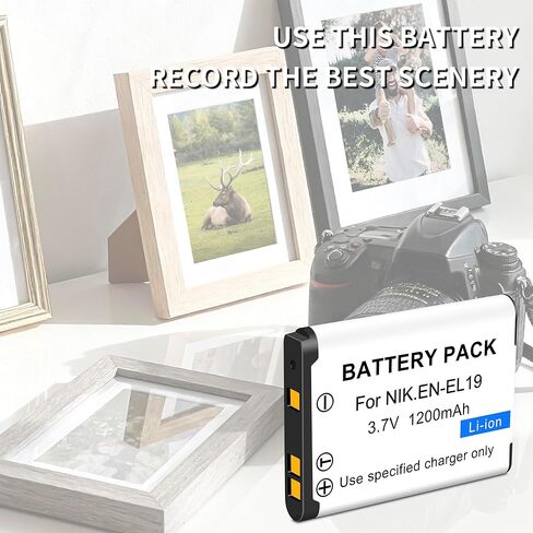 عبوتان من بطارية EN-EL19 (1200 مللي أمبير في الساعة) وشاحن USB رفيع لنيكون Coolpix S32، S33، S100، S2800، S3100، S3200، S3300، S3500، S3600، S3700، S4100، S4200، S4300، S5200، S5300، S6500، S6800، S7000 in Kuwait