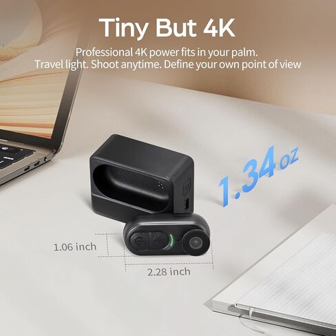كاميرا الجسم الصغيرة بدقة 4K مع شبكة WiFi، حجم إبهام يمكن ارتداؤه مع علبة شحن، زاوية واسعة 125 درجة، كاميرا POV بدون استخدام اليدين للسفر وركوب الدراجات والتسجيل اليومي، تدعم بطاقة TF بسعة 512 جيجابايت in Kuwait