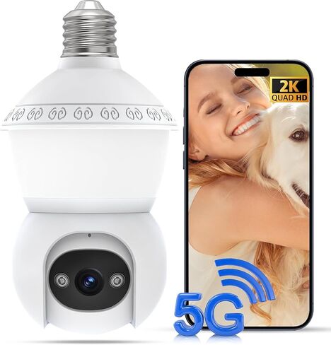Smart Light Bulb Security Camera,5G&2.4G Security Cameras Wireless Outdoor,2K Light Bulb Camera, 360° Camera for Home Security,AI Detection,Smart Night Vision, Two-Way Audio (White 2 Packs) in Saudi Arabia