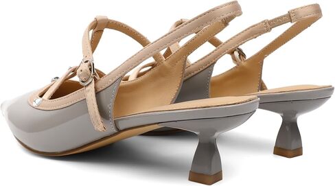 Esvowido Kitten Heels for Women Studded Pointed Closed Toe Slingback Kitten Heels Adjustable T Strap Low Pumps for Work Date Wedding Party Formal Dress Shoes in Saudi Arabia