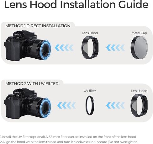 Metal Square Lens Hood with Cover Suitable for Fujifilm XF33mmF1.4 R LM WR Camera Lens Accessories (Black) in Saudi Arabia