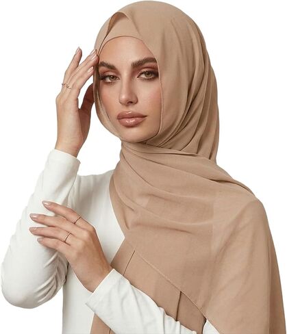 Yeieeo Instant Chiffon Hijab with Undercap Fashion Solid Color Chiffon Head Wraps Under Scarf Caps Muslim Fashion Bandage in Saudi Arabia