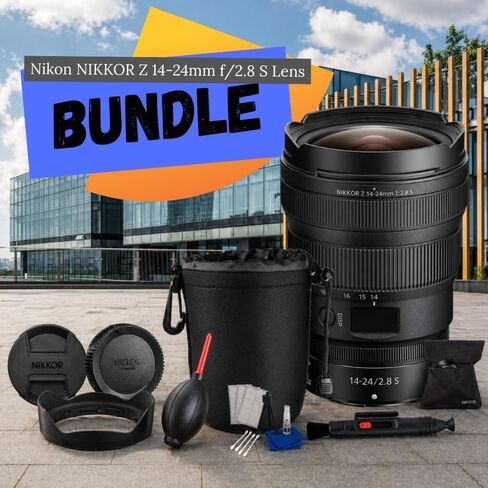 عدسة تكبير واسعة للغاية Nikon NIKKOR Z مقاس 14-24 مم f/2.8 S لكاميرات Nikon Z بدون مرآة + حزمة مع حقيبة عدسة كبيرة وقلم عدسة ومنفاخ غبار ومجموعة تنظيف والعديد من الملحقات الأخرى in Kuwait