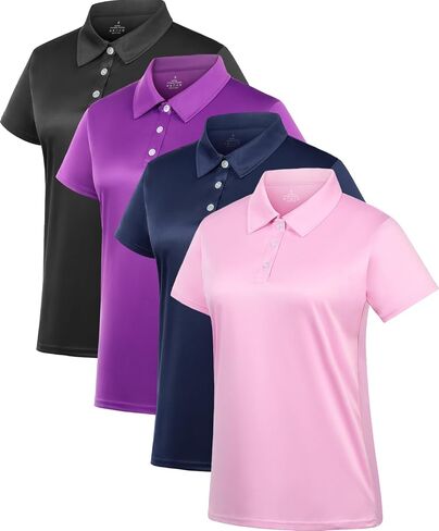 Women's Polo Tee Dry Fit Golf Shirt Moisture Wicking Short Sleeve Sport Activewear Golf Polo Tops Collar with Buttons Workout in Kuwait