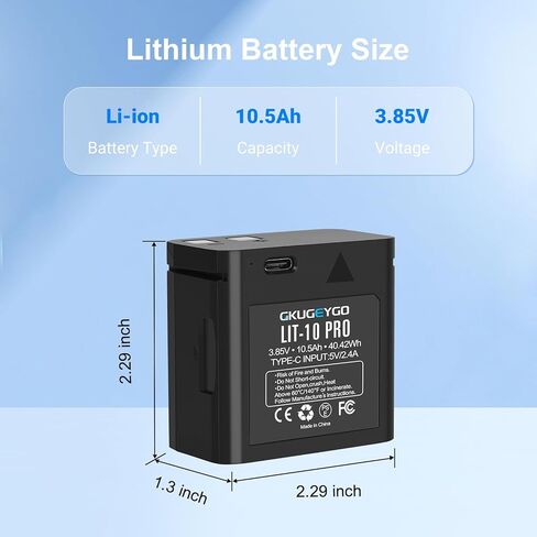 2-Pack Rechargeable Battery Pack Compatible with SPYPOINT Trail Cameras, Replacement for SPYPOINT LIT-10, Fits Link Micro LTE, Link-Micro-S-LTE, LM2, Cell Link (Li-ion with Type-C Cable) in Kuwait