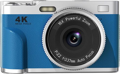 كاميرا رقمية بدقة 4K UHD بدقة 68 ميجابكسل مع تكبير 16x، وتركيز تلقائي ذكي، ومضادة للاهتزاز، وكاميرا سفر محمولة مدمجة، ووظيفة كاميرا الويب، وشاشة 2.8 بوصة (أزرق) in Kuwait