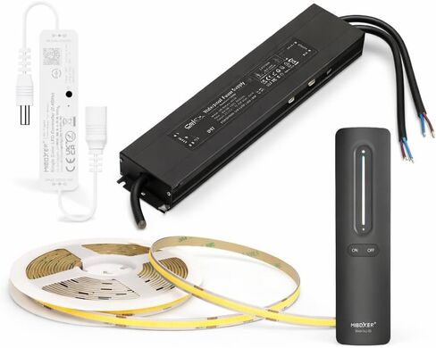طقم التحكم عن بعد MLR1 Mini Single Color LED Controller & C3 Black CCT Remote Bundle (24V 400W IP67 LED Driver + 24V COB LED Strip 480LED/m CRI90 6500K White) in Kuwait