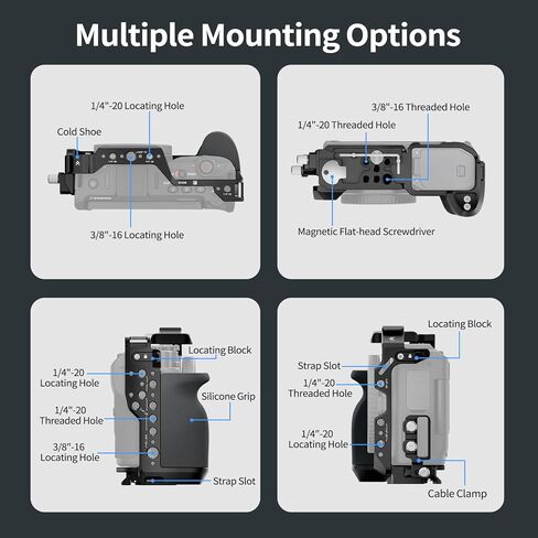 قفص Nitze ZR لكاميرا Nikon ZR، مع قبضة سيليكون، مشبك كابل، حذاء بارد ولوحة من نوع Arca، متوافق مع سلسلة DJI RS Gimbals ومحول تركيب عدسة مرشح MOFAGE Poco - T-N08B in Kuwait
