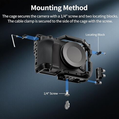 قفص Nitze ZR لكاميرا Nikon ZR، مع قبضة سيليكون، مشبك كابل، حذاء بارد ولوحة من نوع Arca، متوافق مع سلسلة DJI RS Gimbals ومحول تركيب عدسة مرشح MOFAGE Poco - T-N08B in Kuwait