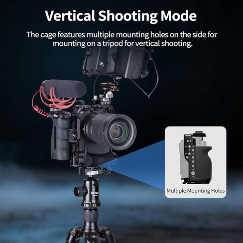 قفص Nitze ZR لكاميرا Nikon ZR، مع قبضة سيليكون، مشبك كابل، حذاء بارد ولوحة من نوع Arca، متوافق مع سلسلة DJI RS Gimbals ومحول تركيب عدسة مرشح MOFAGE Poco - T-N08B in Kuwait