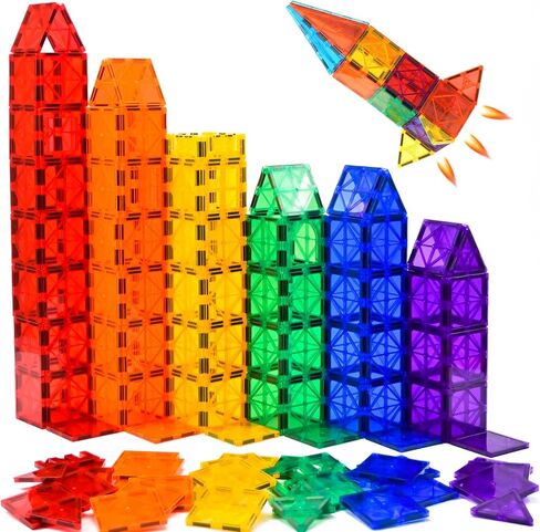 FNJO Magnetic Tiles, 100PCS STEM Building Blocks Toy Set for Kids in Kuwait