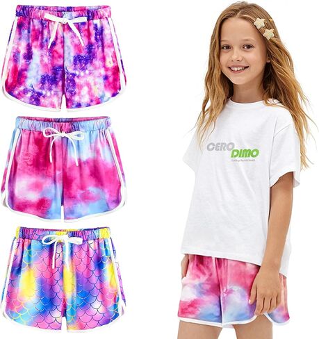 3-Pack Girls Dolphin Shorts, Drawstring Sports Shorts for Girls, Sports Shorts, 5-14 Years in Saudi Arabia