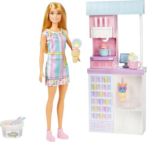Barbie Careers Doll & Accessories, Ice Cream Shop Playset with Blonde Doll, Ice Cream Machine, Molds, Dough & More in Saudi Arabia