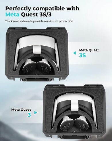 حافظة صلبة محمولة لجهاز Meta Quest 3S/ 3، IP67 مقاومة للماء وخفيفة الوزن أثناء السفر متوافقة مع ملحقات Meta Quest 3/ 3S، مقاومة للصدمات ومتينة (الجراب والفوم فقط) in Kuwait