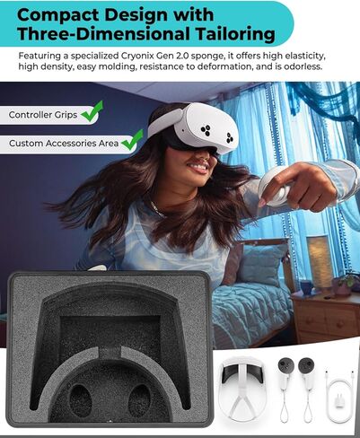 حافظة صلبة محمولة لجهاز Meta Quest 3S/ 3، IP67 مقاومة للماء وخفيفة الوزن أثناء السفر متوافقة مع ملحقات Meta Quest 3/ 3S، مقاومة للصدمات ومتينة (الجراب والفوم فقط) in Kuwait