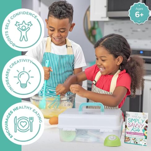 Tovla Jr. Kids Real Cooking and Baking Gift Set with Cookbook and Storage Case- Montessori Complete Cooking Supplies for the Junior Chef - Set for Girls & Boys - Utensils and Kid Safe Knives. in Saudi Arabia