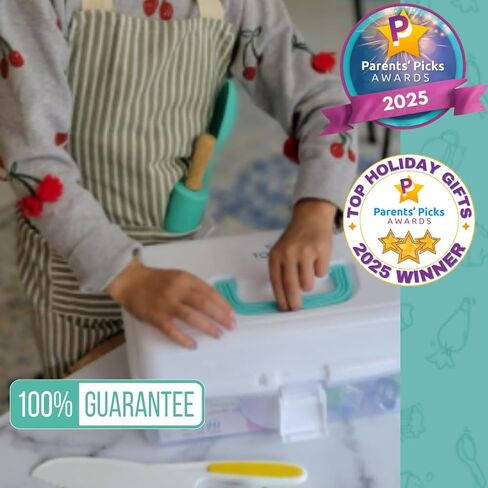 Tovla Jr. Kids Real Cooking and Baking Gift Set with Cookbook and Storage Case- Montessori Complete Cooking Supplies for the Junior Chef - Set for Girls & Boys - Utensils and Kid Safe Knives. in Saudi Arabia