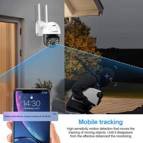 كاميرا أمان 5 ميجابكسل PTZ WiFi في الهواء الطلق، كاميرا مراقبة لاسلكية بدقة 1920 بكسل عالية الدقة، كاميرا IP مقاومة للماء، صوت ثنائي الاتجاه، رؤية ليلية محسنة، كشف الحركة، ONVIF، فتحة بطاقة SD، 393-5 ميجابكسل in Kuwait