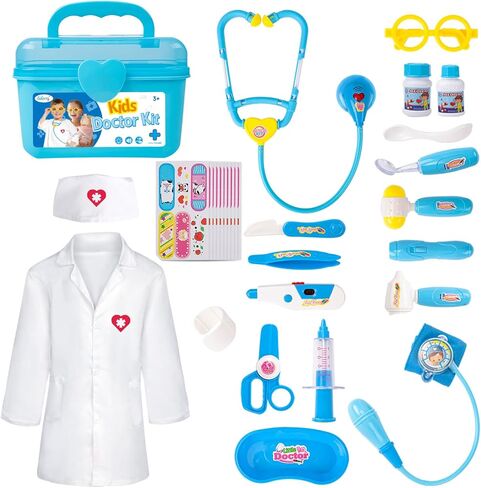 Liberry Durable Doctor Kit for Kids, 23 Pieces Pretend Play Educational Doctor Toys, Medical Kit with Stethoscope Doctor Role Play Costume, Doctor Playset for Toddler Boys Girls 3 4 5 in Saudi Arabia