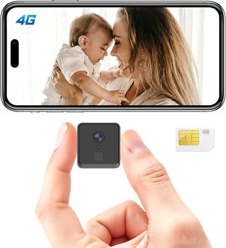 كاميرا مخفية بدقة 4K، كاميرا أمان بدون شبكة WiFi مع بطاقة SIM 4G، كاميرا مخفية لكاميرا المربية، كاميرات صغيرة مخفية لاسلكية، كاميرات سرية للتجسس، التحكم في التطبيقات مع كشف الحركة والرؤية الليلية in Kuwait