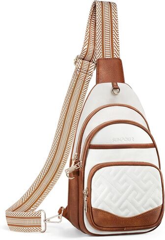 Sling Bag for Women, Anti-Theft RFID Crossbody Bag Vegan Leather Sling Purse for Travel, Chest Sling Bag Fanny Pack | Multi-Pocket, 8 RFID Card Slots, Structured bag, Quilted Design, Commuting Shopping in Saudi Arabia