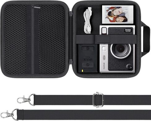 حقيبة حمل صلبة للسفر لكاميرا Fujifilm instax mini Evo Cinema 3 في 1 / mini EVO 2 في 1 كاميرا فورية هجينة، صندوق تخزين واقٍ مع حزام كتف قابل للفصل - Flaxune in Kuwait