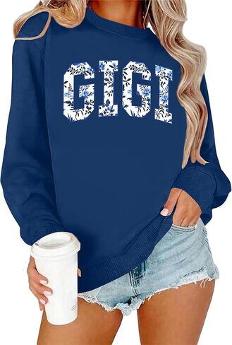 Mimi Swefshirts للنساء الأزهار المطرزة قميص Mimi الجدة pullover قمم طويلة الأكمام هدايا mimi للجدة in Kuwait